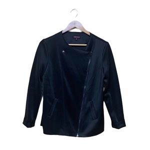 Black Asymmetrical Zip Scuba Jacket Coat